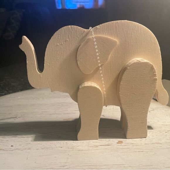 NEW Elephant Wooden Natural Unfinished Animals Do It Yourself Ready to Paint & - Picture 4 of 6